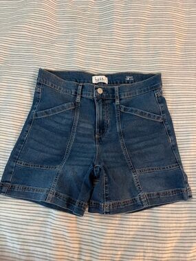 Dark Blue High-Rise Denim Shorts